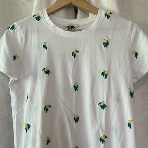 Lucky Brand White Tee with Green and Yellow lemons